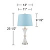 Regency Hill Luca Modern Table Lamps 25 1/2" High Set of 2 Clear Glass with USB Charging Ports Blue Hardback Shade for Bedroom Living Room Desk Office - 4 of 4