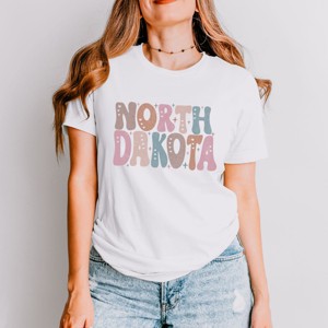 Simply Sage Market Bubble Letter North Dakota Colorful Short Sleeve Tee - 1 of 4