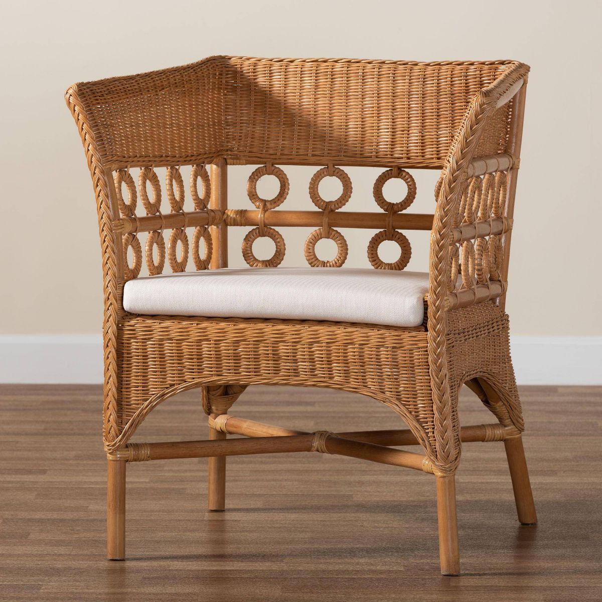 bali & pari Oxford Bohemian Rattan Arm Chair Light Honey - thumbnail 8