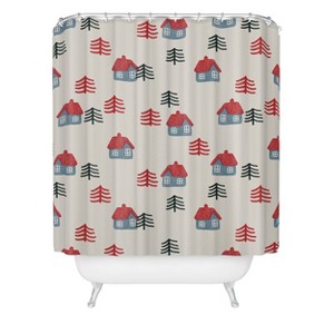Alisa Galitsyna Christmas Eve Shower Curtain White - Deny Designs: Festive Holiday Bath Decor, Xmas Microfiber Curtain - 1 of 3