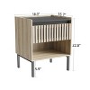 2 pcs Nightstands, Bedside Cabinet End Table Side Table with Iron Foot and Vertical Stripe Design for Bedrooms, Natural -ModernLuxe - 3 of 4