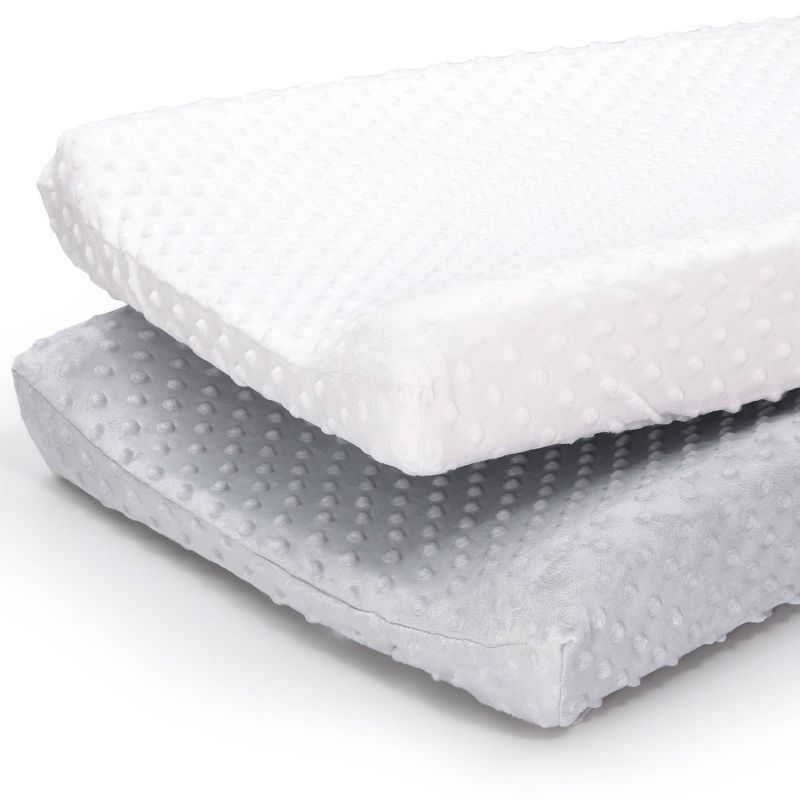 The Peanutshell Minky Dot Solid Changing Pad Covers - Gray/White 2pk, 1 of 6