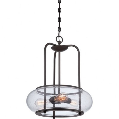 Quoizel Old Bronze 3-Light Pendant with Clear Glass Shade