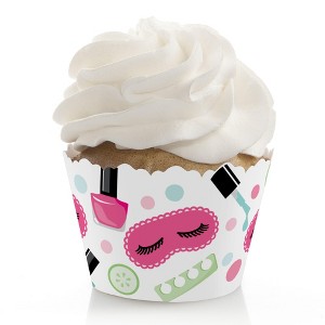 Big Dot of Happiness Spa Day - Girls Makeup Party Decorations - Party Cupcake Wrappers - Set of 12 - 1 of 4