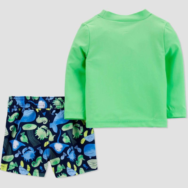Carter's Just One You® Baby Boys' Long Sleeve Sealife Rash Guard Set - Green/Blue, 3 of 7