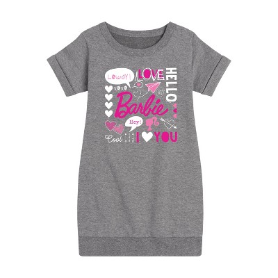 - Barbie - Valentine's Collage Graphic Short Sleeve Fleece Dress
