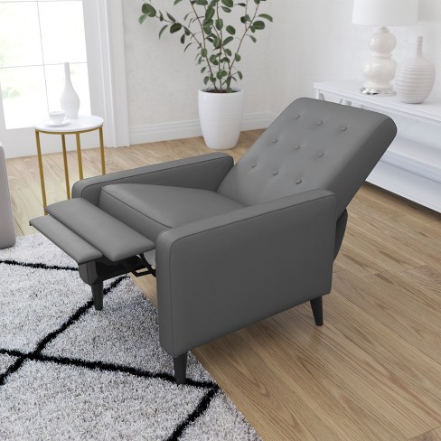 Trustmade Recliner Chair with Ottoman, Lumbar Pillow and Side Pocket, Fabric Tufted Cushion Back Recliners, Adjustable Modern Lounge Chair Dark Grey