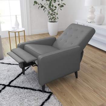 Merrick Lane Darcy Recliner Chair Mid-Century Modern Tufted Upholstery Ergonomic Push Back Living Room Recliner
