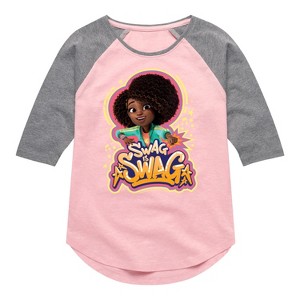 Girls' - Karma's World - Swag Is Swag Shirt Tail Raglan Graphic T-shirt - 1 of 3