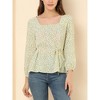 Allegra K Women's Floral Print Belted Waist Square Neck Vintage Peplum Blouse - 2 of 4