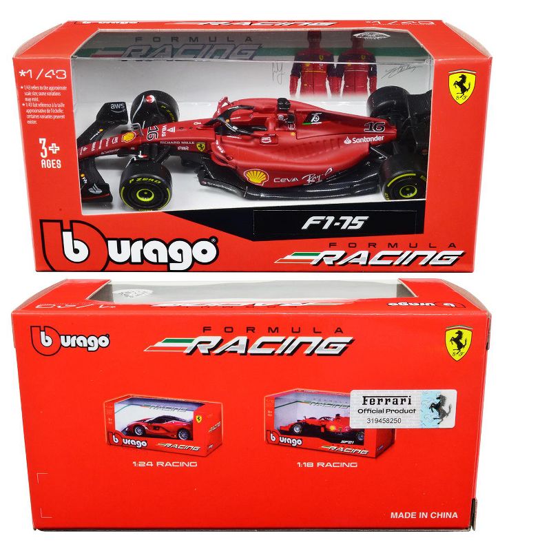 Ferrari F1-75 #16 "Ferrari Racing" F1 World Championship (2022) "Formula Racing" Series 1/43 Diecast Model Car by Bburago, 3 of 4