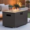 BDELITE Rectangle Outdoor Fire Pit Table with 40,000 BTU Output with Windshield, Glass Stones, Waterproof Cover-31.5*19.7*19.3 Inch, Brown - 2 of 4