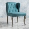 Polyester Blend Wingback Chair with Button Tufting, Nailhead Detail, and Rubberwood Frame - 3 of 4