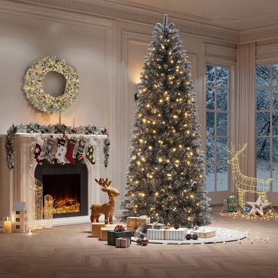 Artificial Pencil Christmas Tree with Metal Stand - Slim Holiday Decoration for Home, Office, Christmas