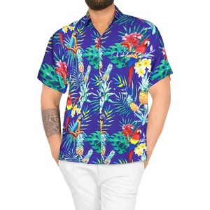HAPPY BAY Men's Hawaiian Short Sleeve Button Down Shirt Pineapple Shirt Men Casual Holiday Summer Party Caribbean Shirts for Men Funny - 1 of 4