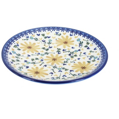 Blue Rose Polish Pottery Yellow Daisy Dessert Plate