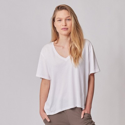Image of Organic Cotton Everyday Multi-way Maternity & Nursing V-Neck T-Shirt White M