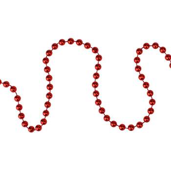 Northlight 15' x 0.25" Shiny Faceted Red Beaded Christmas Garland - Unlit