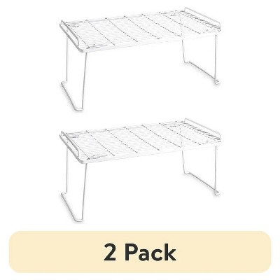 LunaLulinlk (2 pack) Folding Metal Kitchen Pantry Organization Wire Shelf, White
