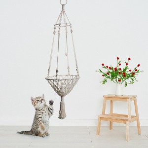 Woven Hanging Basket,Multi-use Household Pet Puppy Cats Hammock Hanging,Pet Bed Home Decoration - 1 of 4