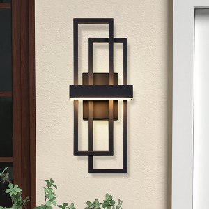 LamQee Black LED Wall Sconce Outdoor Large Modern Exterior Light Fixture Outside Lighting Sleek Dual Rectangle Indoor Light - 1 of 4