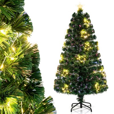 Costway 4/5/6/7 FT Artificial Xmas Tree with 130/170/230/270 Branch Tips 197/257/389/509 Warm White LED Lights