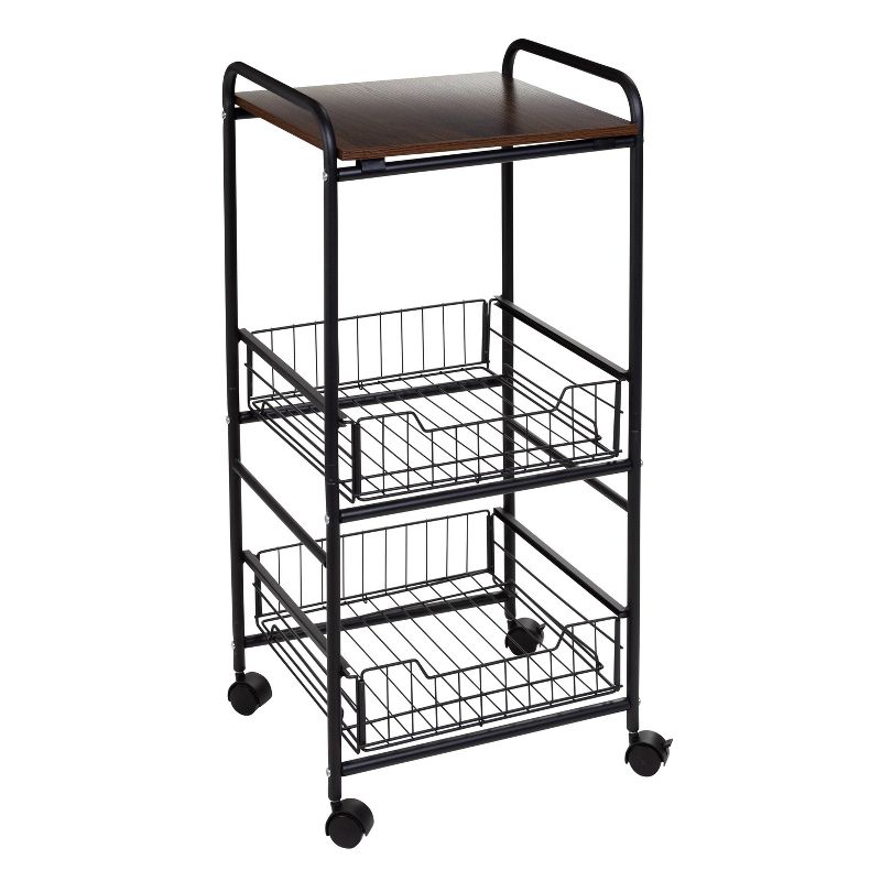 Honey-Can-Do 3 Tier Slim Rolling Cart with Pull Out Baskets, 5 of 12