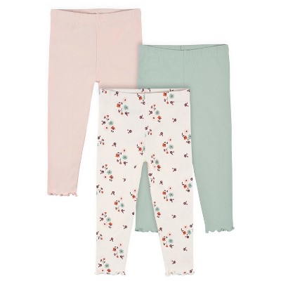 Image of Gerber Baby Girls' Leggings - Mint Floral - 12 Months - 3-Pack