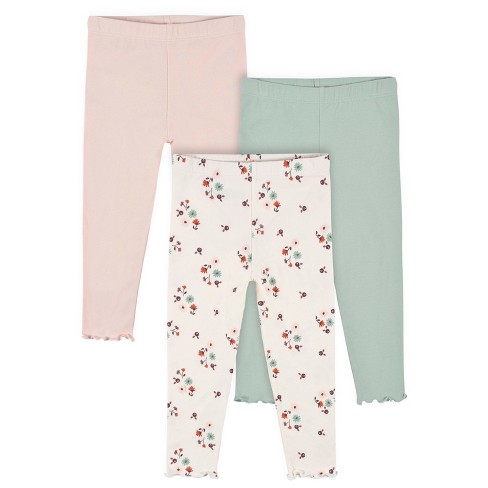 Gerber Baby Girls' Leggings - Mint Floral - 4t - 3-pack : Target