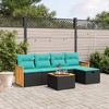 vidaXL 6 Piece Patio Sofa Set with Cushions Black Poly Rattan - Black without storage 5 - 2 of 4
