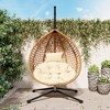 Modern Hanging Basket Egg Chair with Stand, Indoor & Outdoor Wicker Swing Chair with Soft Cushion & Headrest - ModernLuxe - 2 of 4