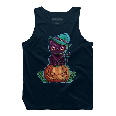 Men's Design By Humans Ferociously Cute Halloween Vampire Witch Kitty Cat By LittleBunnySunshine Tank Top