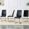 DOMETOUR Modern Faux Leather Dining Chairs, Gold Metal Legs, Upholstered, Set of 6, for Kitchen/Living Room/Bedroom/Office (Black) - 2 of 4