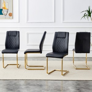 Modern Dining Room Chairs With Metal Legs Upholstered PU Leather High Back Chairs For Kitchen Dining Room Living Room Pack Of 4 - 1 of 4