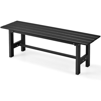 Tangkula Outdoor HDPE Bench w/ Metal Frame 47" x 14" x 16" for Yard Garden