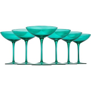 The Wine Savant Teal Colored Champagne & Cocktail Glasses, Beautiful Addition to Home Bar with a Unique Style & Decor - 6 pk - 1 of 4