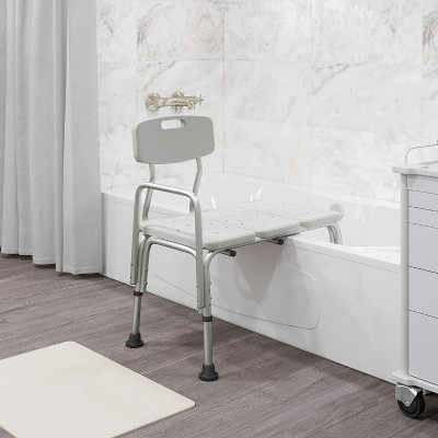 Hercules Series 300 lb Adjustable White Aluminum Bath Transfer Bench