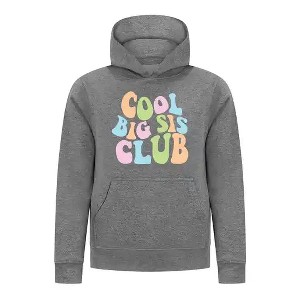 Everyday Kids Cool Big Sis Club Girls Pullover Hoodie – Colorful Sibling Sweatshirt - 1 of 4