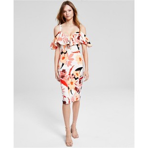 Rachel Roy Womens Midi Sheath Dress, Orange, Medium - 1 of 1