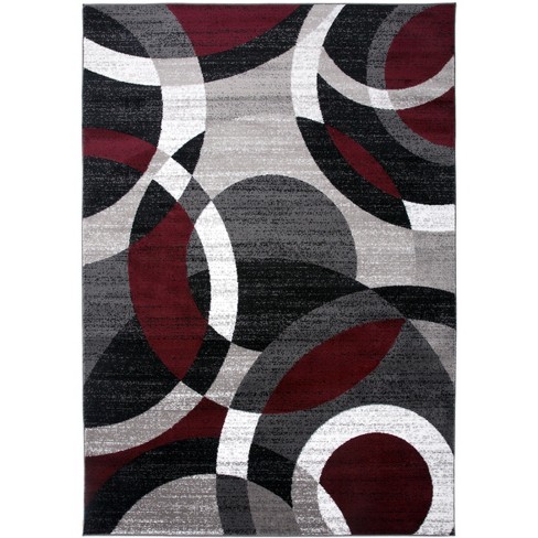 World Rug Gallery Geometric Circles Red 6'6