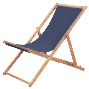 vidaXL Beach Chair Blue Eucalyptus wood and Polyethylene fabric Large - 1 of 4