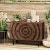 JIONJOY Modern Farmhouse 4-Door Storage Cabinet - Circular Wood Grain Buffet Sideboard with Metal Legs for Dining & Living Room - 3 of 4