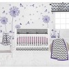 Bacati - Ikat Dots Leopard  Purple Grey Girls 10 pc Crib Set with Long Rail Guard Cover & 4 Muslin Swaddling Blankets - 2 of 4
