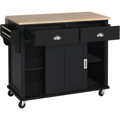 NicBex Kitchen Island with Wheels Folding Kitchen Island with 2 Sliding Door Storage Cabinets and 2 Drawers