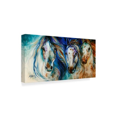 Trademark Fine Art -Marcia Baldwin '3 Wild Appaloosa Horses' Canvas Art