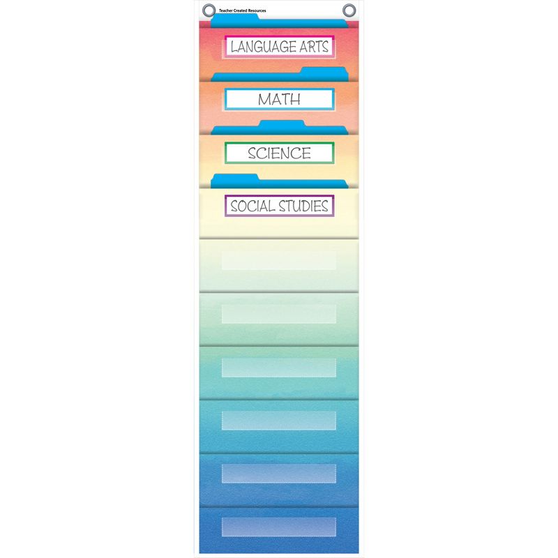 Teacher Created Resources® File Storage Pocket Chart, 10 Pockets, Watercolor, 14" x 58", 2 of 3