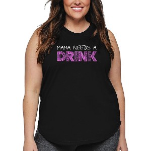 LA Pop Art Women's Word Art Tank Top - Mama Needs a Drink - 1 of 4