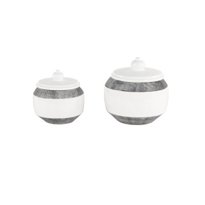 Monroe Lane Country Ceramic Decorative Jars - Set of 2, Gray