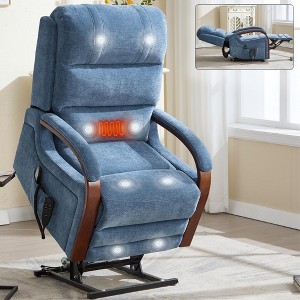ChicFurnit Living Room Chair Arm Accent Chair Power Lift Recliner with Massage Heat Dual Motor Armrests Elder Chair for Living Room, Gray/Blue/Brown - 1 of 4