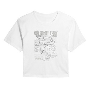 Women's - How to Train Your Dragon - Night Fury Research -Juniors Cropped Graphic T-Shirt Cropped Graphic T-Shirt - 1 of 4